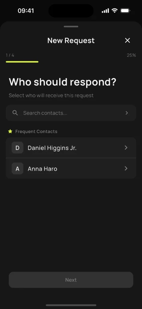 Create Request Screen